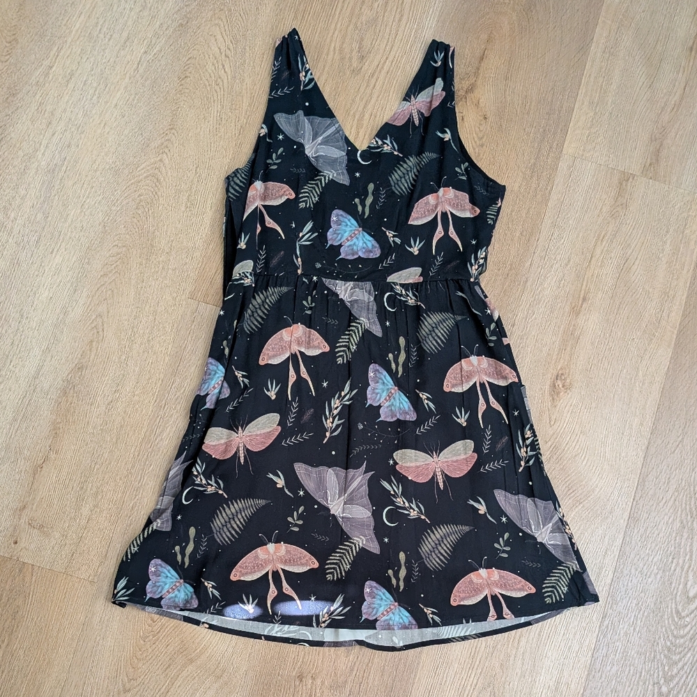 Disturbia Black Dress with Pastel Butterfly & Moth Motif - Picture 4 of 6